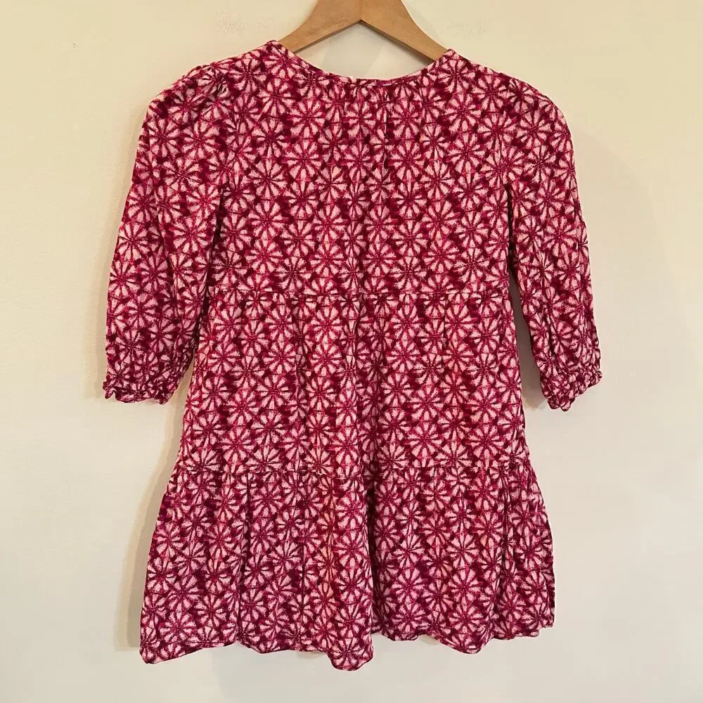 Gap Kids Pink Long Sleeve Dress sz small Flutter Sleeve Tiered Dress